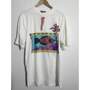 Bananas Of  Bermuda Vintage Fish Graphic T Shirt Single Stitch Medium Unisex NWT